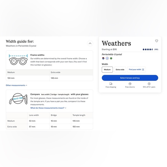 Warby Parker .50 readers periwinkle - Picture 4 of 9